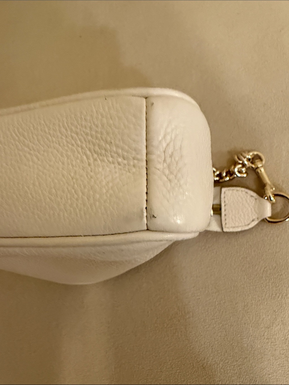 Coach Nolita 19 Pebbled Leather Shoulder Bag in Cream with Gold Chain - Picture 8 of 10